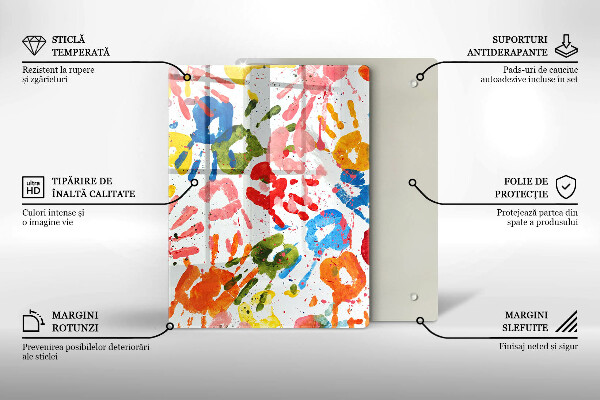 Placă din sticla protectie perete Urme de mâini ale copiilor