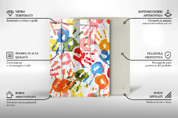 Placă din sticla protectie perete Urme de mâini ale copiilor