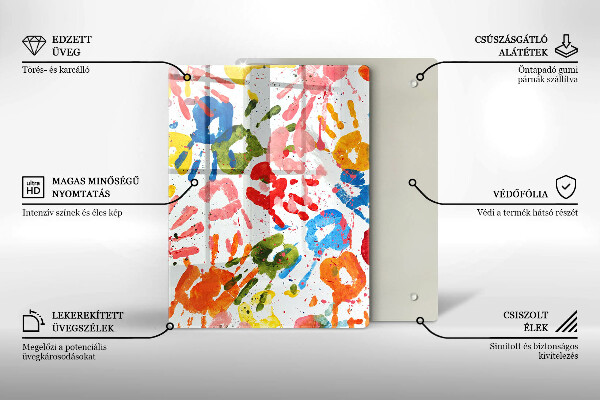 Placă din sticla protectie perete Urme de mâini ale copiilor