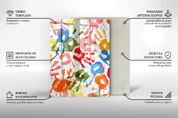 Placă din sticla protectie perete Urme de mâini ale copiilor