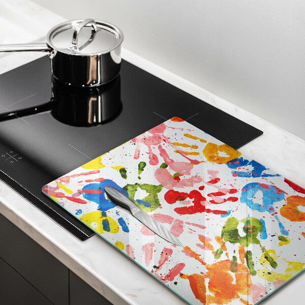 Placă din sticla protectie perete Urme de mâini ale copiilor