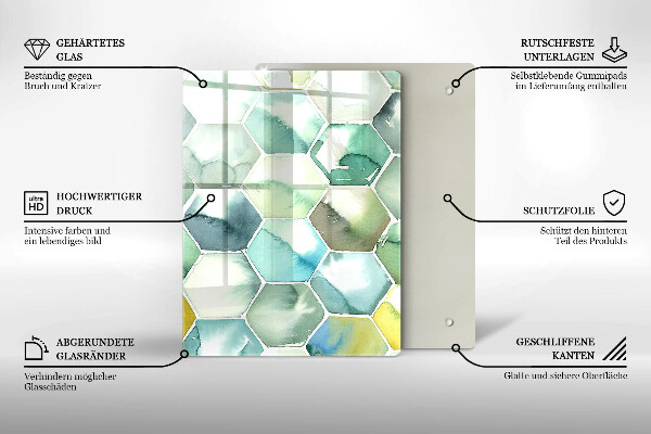 Placă din sticla protectie perete Hexagoane acuarele