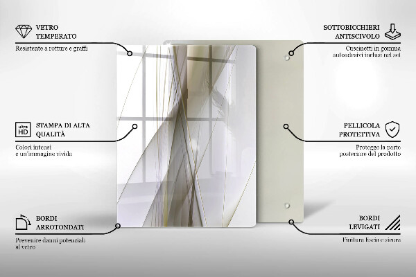 Placă din sticla protectie perete Design cu linii abstracte