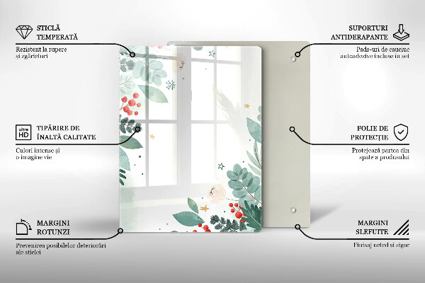 Placă din sticla protectie perete Acuarelă frunze