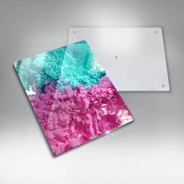 Placă din sticla protectie perete Fum turcoaz-roz