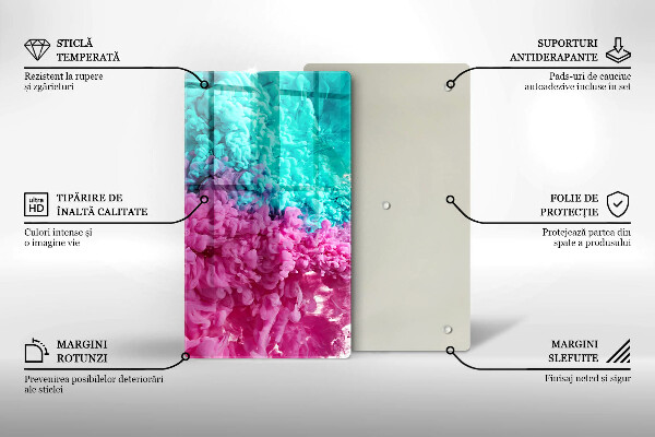 Placă din sticla protectie perete Fum turcoaz-roz