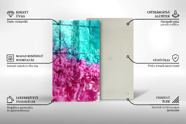 Placă din sticla protectie perete Fum turcoaz-roz