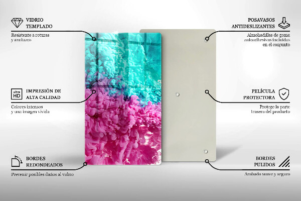 Placă din sticla protectie perete Fum turcoaz-roz