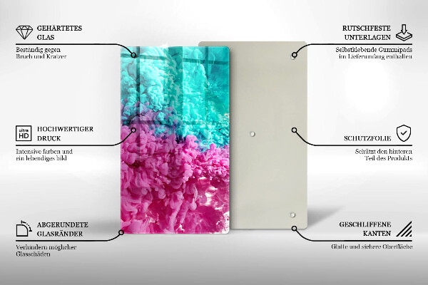 Placă din sticla protectie perete Fum turcoaz-roz