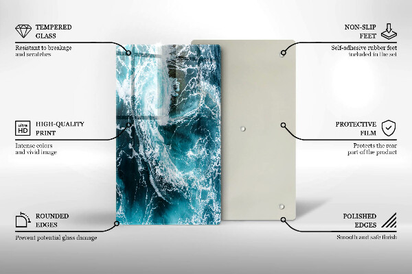 Placă din sticla protectie perete Valuri spumoase de apă