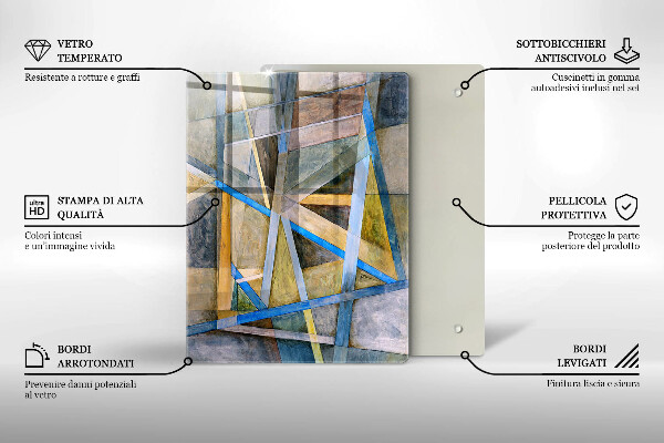 Placă din sticla protectie perete Abstracția liniilor pictate