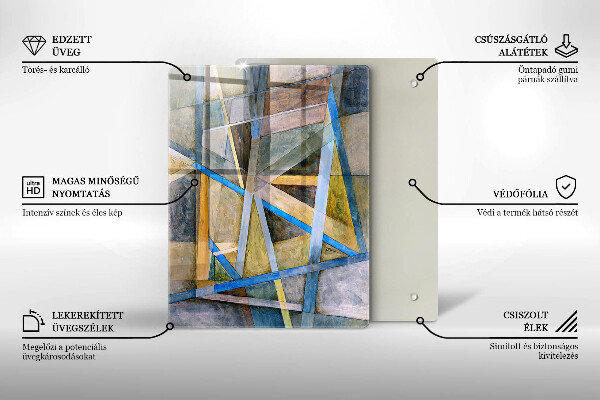 Placă din sticla protectie perete Abstracția liniilor pictate
