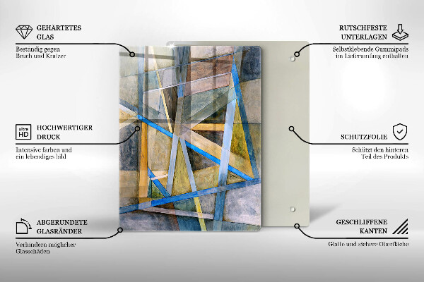 Placă din sticla protectie perete Abstracția liniilor pictate