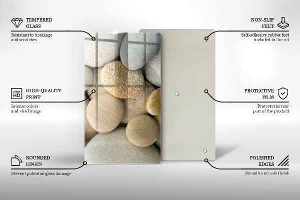 Placă din sticla protectie perete Model de pietre ovale