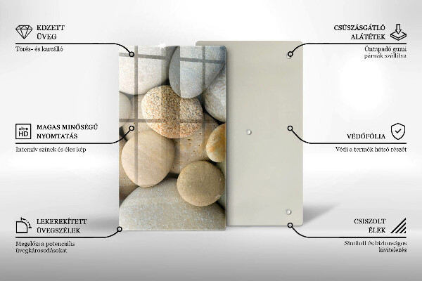 Placă din sticla protectie perete Model de pietre ovale