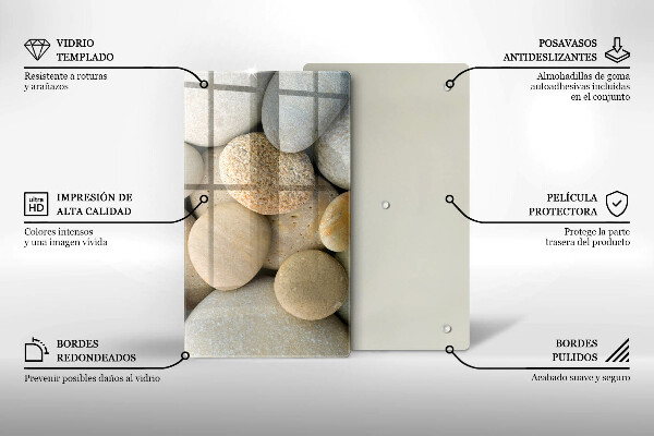 Placă din sticla protectie perete Model de pietre ovale