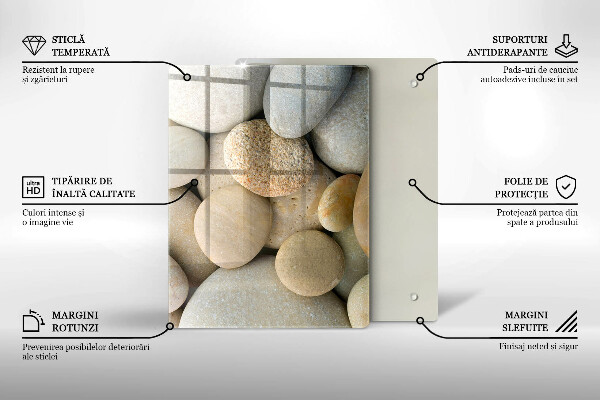 Placă din sticla protectie perete Model de pietre ovale