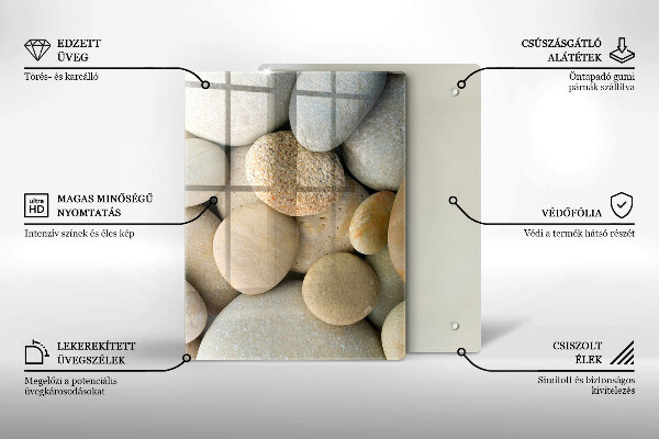 Placă din sticla protectie perete Model de pietre ovale