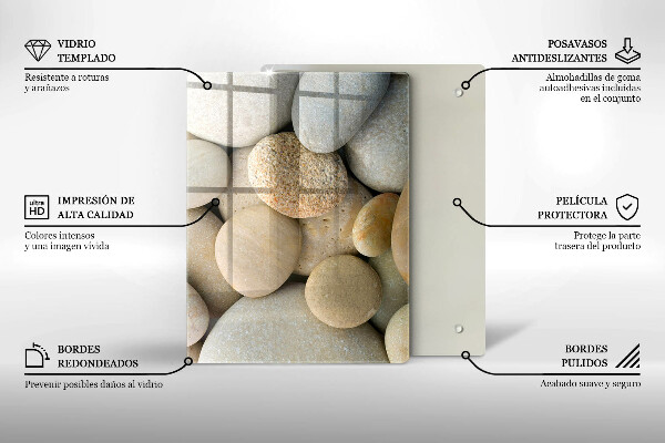 Placă din sticla protectie perete Model de pietre ovale