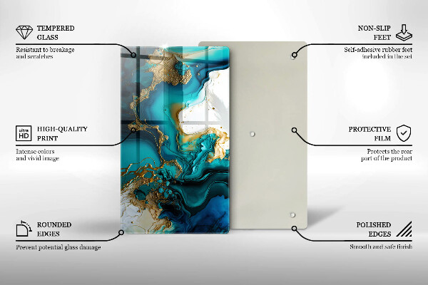 Placă protecție plita Abstracție turcoaz