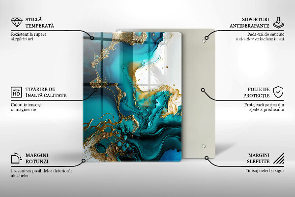 Placă protecție plita Abstracție turcoaz