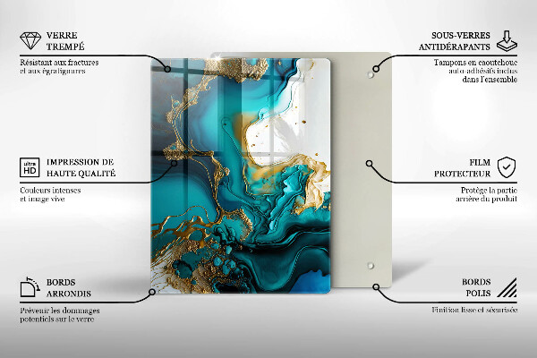 Placă protecție plita Abstracție turcoaz
