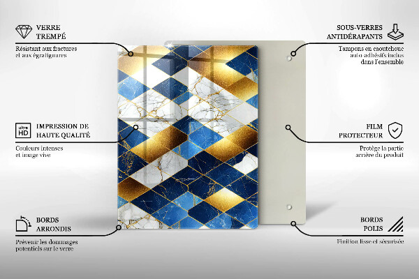 Placă protecție plita Romburi de marmură aurie