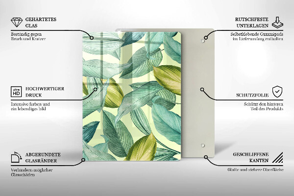Placă protecție plita Frunze tropicale verzi
