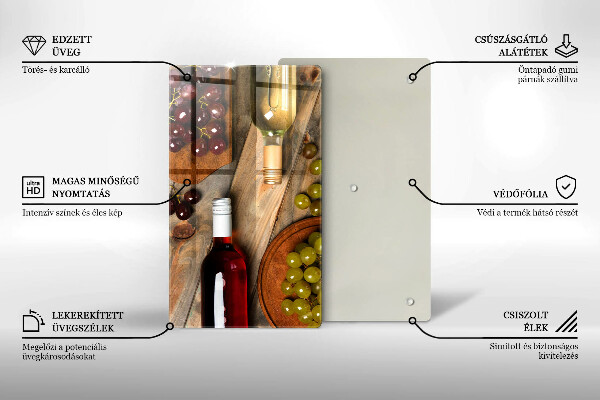 Placă protecție plita Sticle de vin și struguri