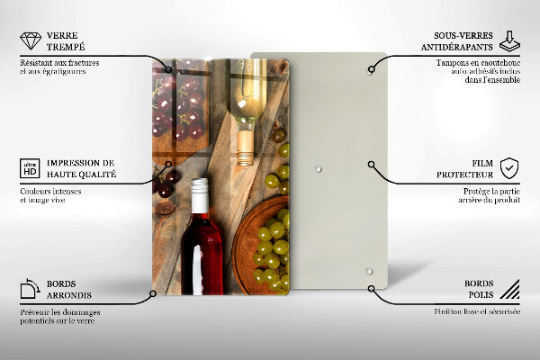 Placă protecție plita Sticle de vin și struguri