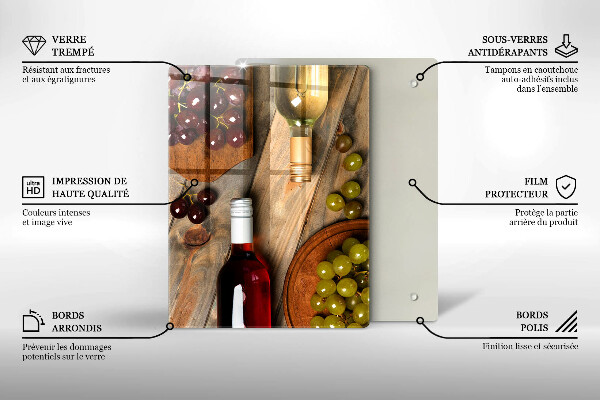Placă protecție plita Sticle de vin și struguri