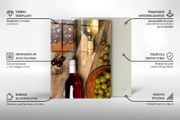 Placă protecție plita Sticle de vin și struguri