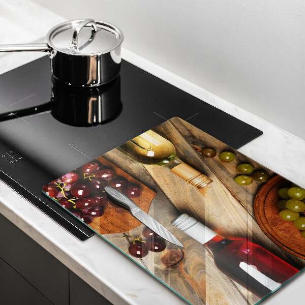 Placă protecție plita Sticle de vin și struguri