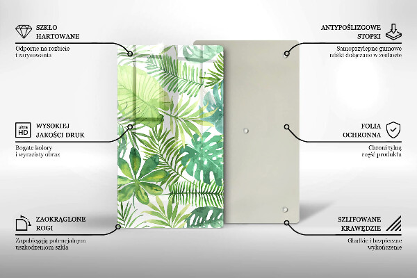 Placă din sticla protectie perete Acuarelă frunze boho