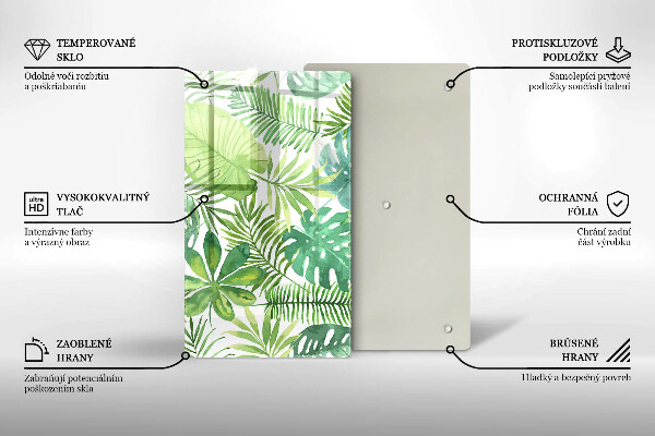 Placă din sticla protectie perete Acuarelă frunze boho