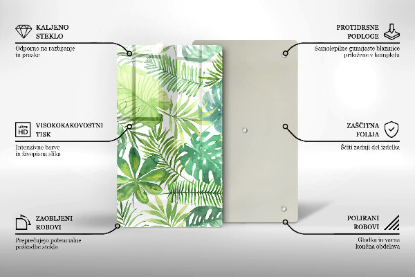 Placă din sticla protectie perete Acuarelă frunze boho