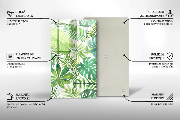 Placă din sticla protectie perete Acuarelă frunze boho