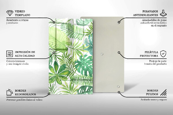 Placă din sticla protectie perete Acuarelă frunze boho