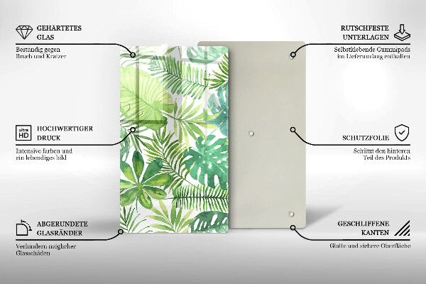 Placă din sticla protectie perete Acuarelă frunze boho