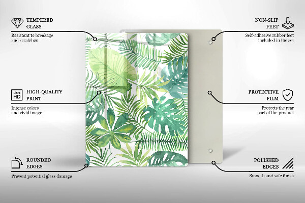 Placă din sticla protectie perete Acuarelă frunze boho