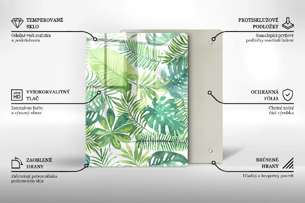 Placă din sticla protectie perete Acuarelă frunze boho