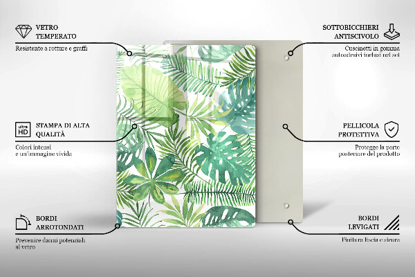 Placă din sticla protectie perete Acuarelă frunze boho