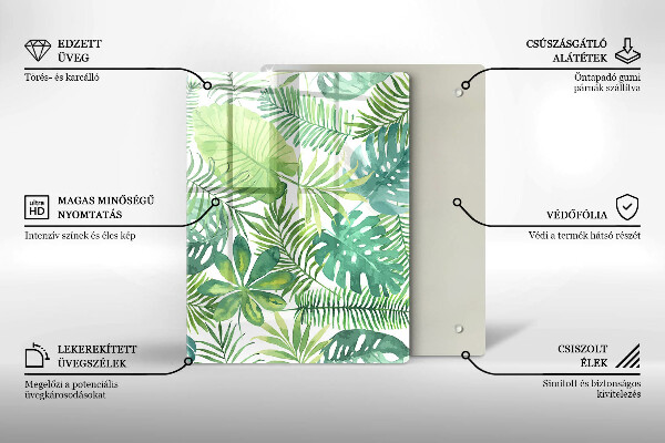 Placă din sticla protectie perete Acuarelă frunze boho