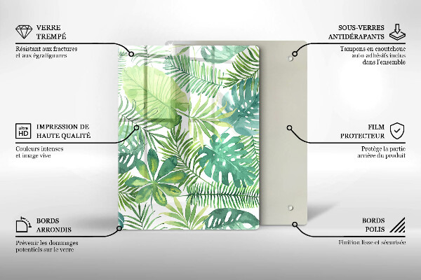 Placă din sticla protectie perete Acuarelă frunze boho