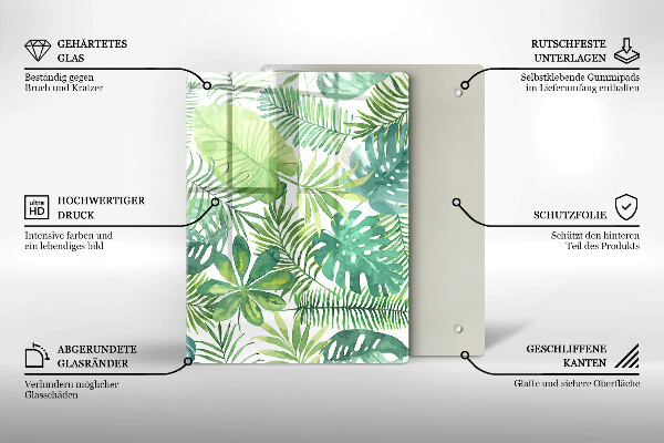 Placă din sticla protectie perete Acuarelă frunze boho