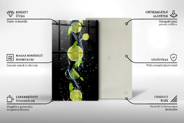 Placă din sticla protectie perete Lime suculente în apă