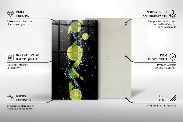 Placă din sticla protectie perete Lime suculente în apă