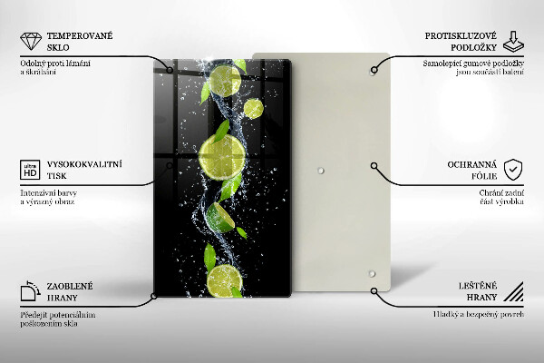 Placă din sticla protectie perete Lime suculente în apă