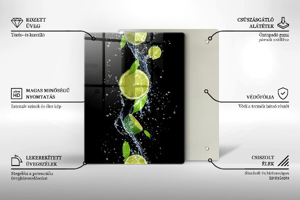 Placă din sticla protectie perete Lime suculente în apă