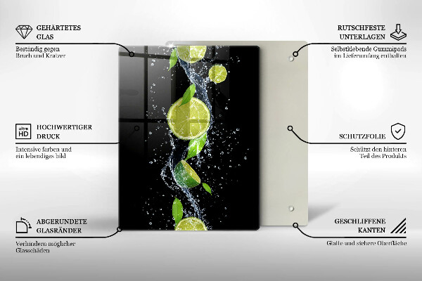 Placă din sticla protectie perete Lime suculente în apă